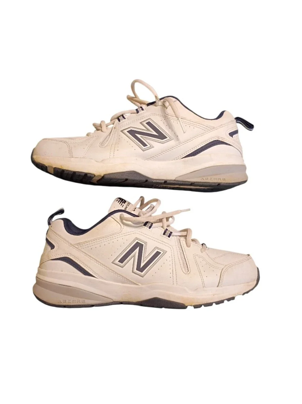 New Balance 608 Men's White and Navy Leather Athletic Sneakers